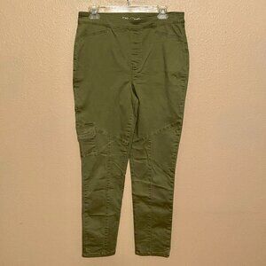Diane Gilman DG2 Pull On Cargo Chino Pants Womens (MT) Green Cotton Stretch